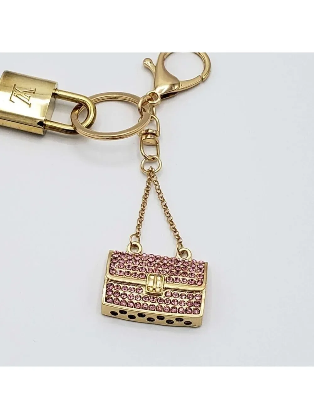 Authentic Louis Vuitton Padlock & Key Gold ✨Unbranded Bag Charm Keychain